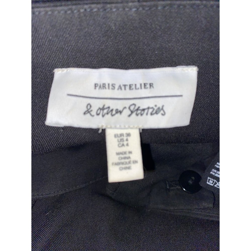 Paris Atelier & Other Stories Black Paper Bag Pants Trousers Size 4 Belted - Picture 3 of 4